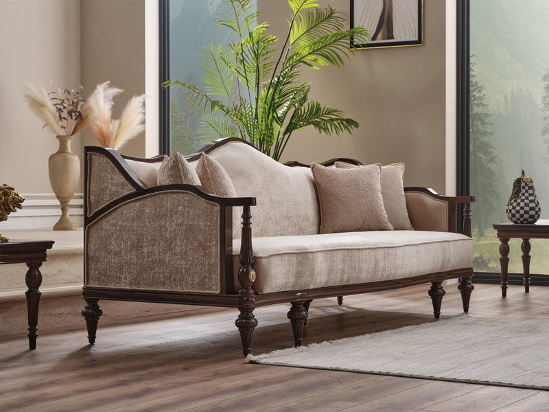 Zumrut Lux 3-pieces (Sofa & Loveseat & Chair) Livingroom Set Beige in Beige - 101-ZUM-AQUA3568-3L21