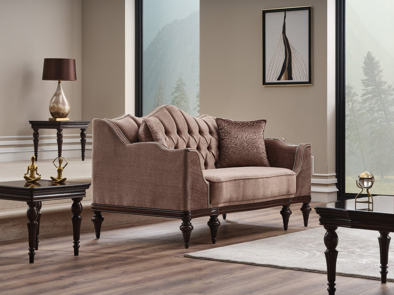 Zumrut Stationary Loveseat Light Brown in Light Brown - 101-ZUM-AQUA3720-2L