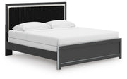 Zuraleus Black King Panel Bed, Dresser, Mirror and Nightstand - PCB3380B18