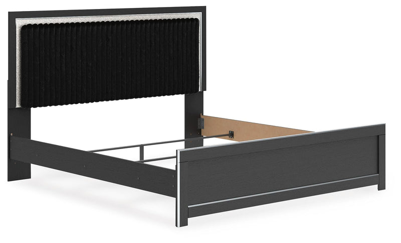 Zuraleus Black King Panel Bed, Dresser, Mirror and Nightstand - PCB3380B18