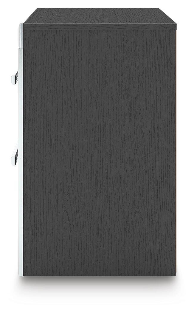Zuraleus Black King Panel Bed, Dresser, Mirror and Nightstand - PCB3380B18