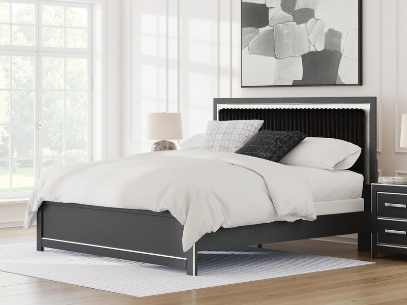 Zuraleus Black King Panel Bed, Dresser, Mirror and Nightstand - PCB3380B18