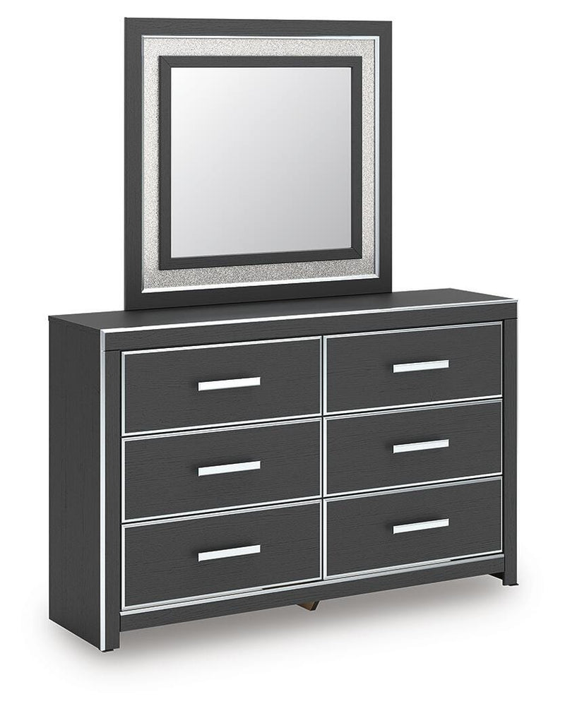 Zuraleus Black King Panel Bed, Dresser, Mirror and Nightstand - PCB3380B18