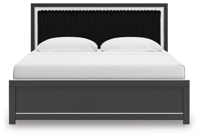 Zuraleus Black King Panel Bed, Dresser, Mirror and Nightstand - PCB3380B18