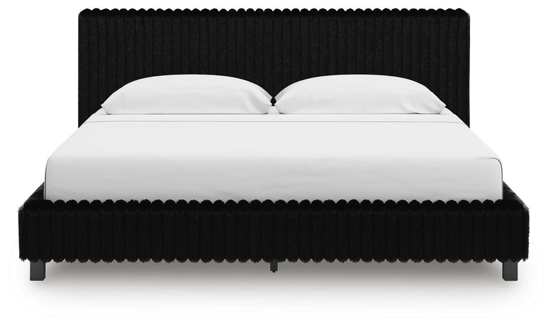 Zuraleus Black King Upholstered Bed, Dresser and Nightstand - PCB3380B17
