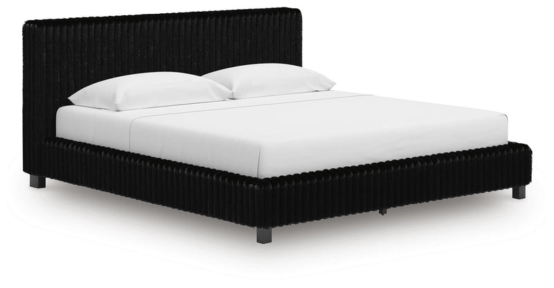 Zuraleus Black King Upholstered Bed, Dresser and Nightstand - PCB3380B17