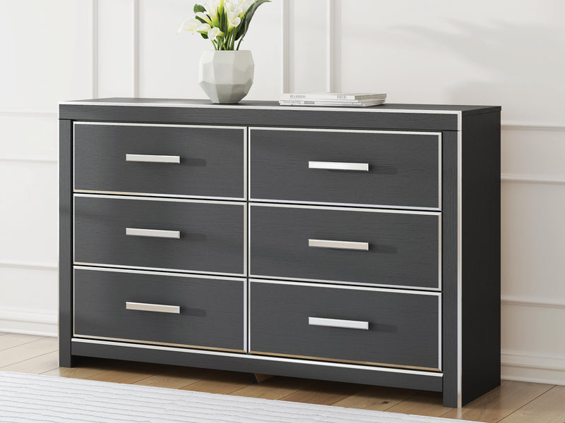 Zuraleus Black King Upholstered Bed, Dresser and Nightstand - PCB3380B17