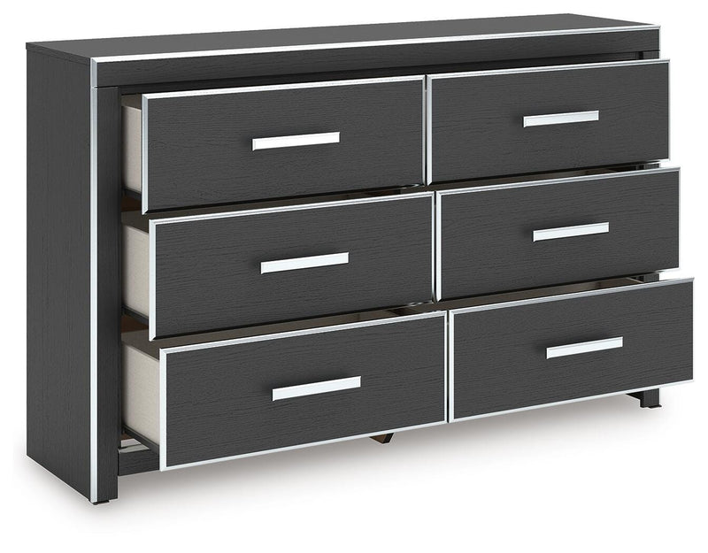 Zuraleus Black King Upholstered Bed, Dresser and Nightstand - PCB3380B17