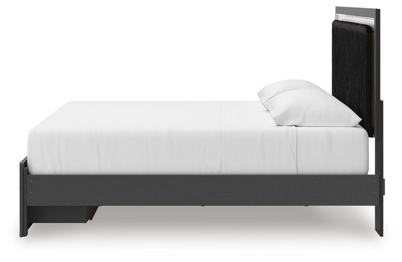 Zuraleus Black King Upholstered Panel Platform Storage Bed - PCB3380B11