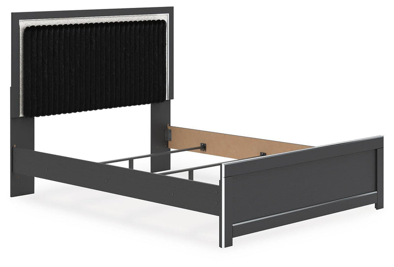 Zuraleus Black Queen Panel Bed, Dresser, Mirror and Nightstand - PCB3380B19