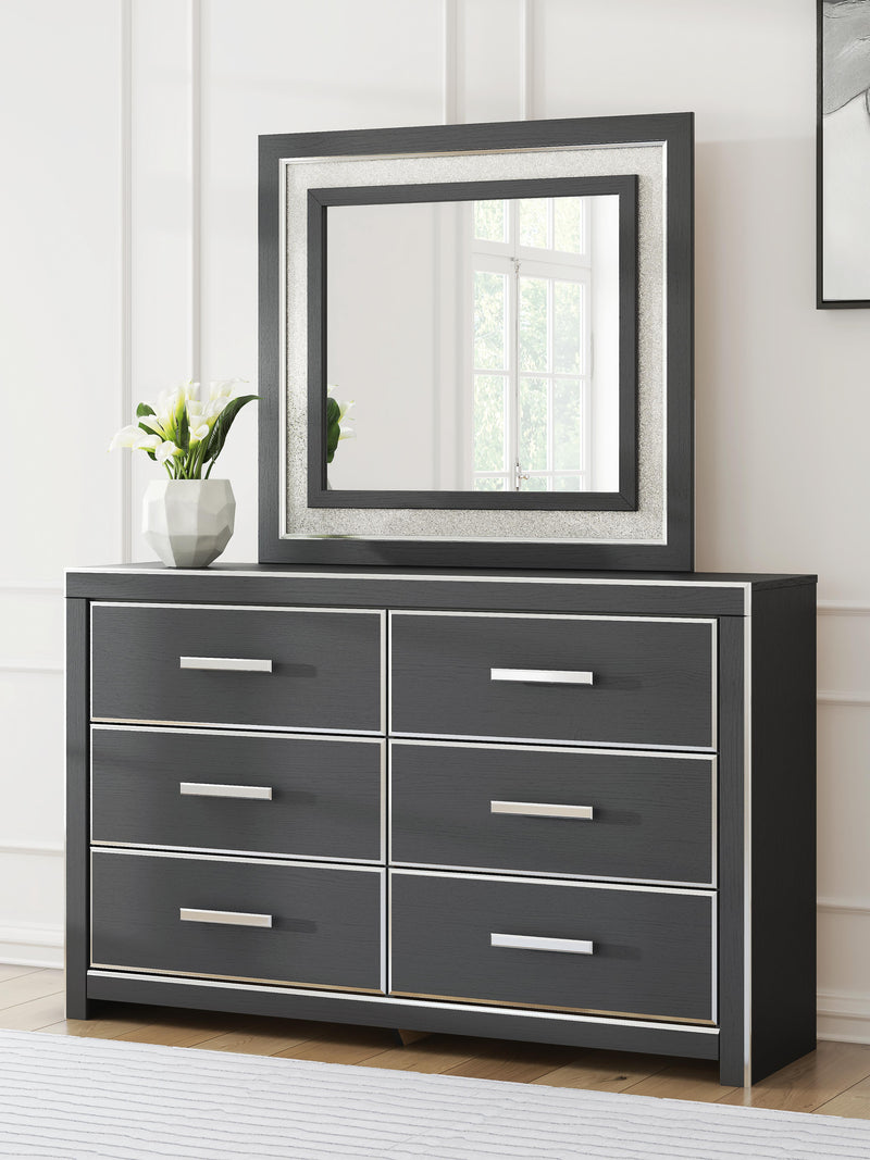 Zuraleus Black Queen Panel Bed, Dresser, Mirror and Nightstand - PCB3380B19