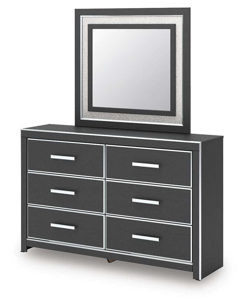 Zuraleus Black Queen Panel Bed, Dresser, Mirror and Nightstand - PCB3380B19