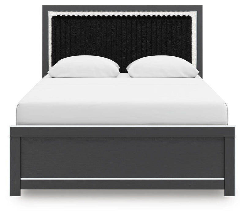 Zuraleus Black Queen Panel Bed, Dresser, Mirror and Nightstand - PCB3380B19
