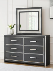 Zuraleus Black Queen Upholstered Bed, Dresser, Mirror and Nightstand - PCB3380B16