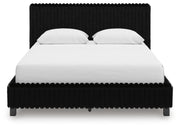 Zuraleus Black Queen Upholstered Bed, Dresser, Mirror and Nightstand - PCB3380B16