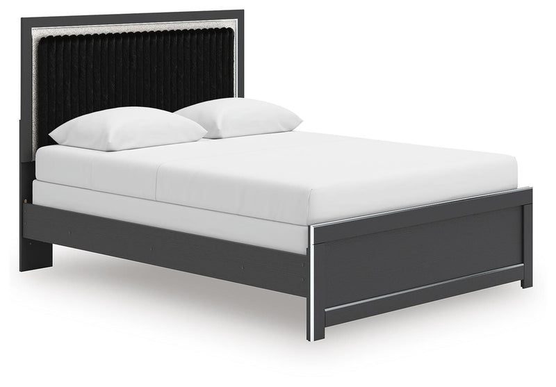 Zuraleus Black Queen Upholstered Panel Bed - PCB3380B6
