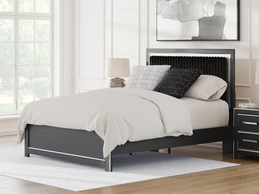 Zuraleus Black Queen Upholstered Panel Platform Bed - PCB3380B2
