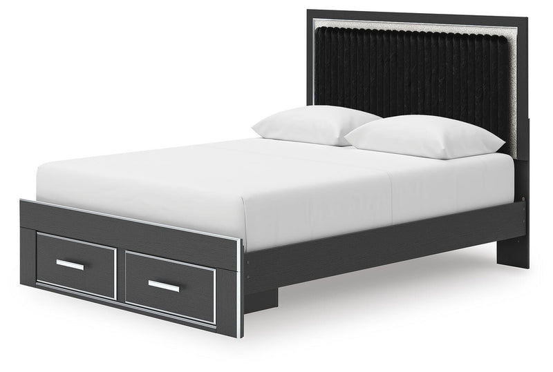 Zuraleus Black Queen Upholstered Panel Platform Storage Bed - PCB3380B4