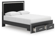 Zuraleus Black Queen Upholstered Panel Platform Storage Bed - PCB3380B4