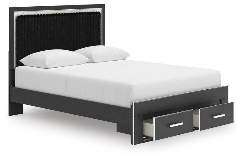 Zuraleus Black Queen Upholstered Panel Platform Storage Bed - PCB3380B4