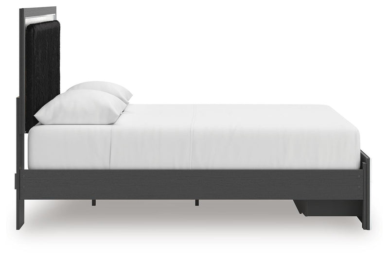 Zuraleus Black Queen Upholstered Panel Platform Storage Bed - PCB3380B4