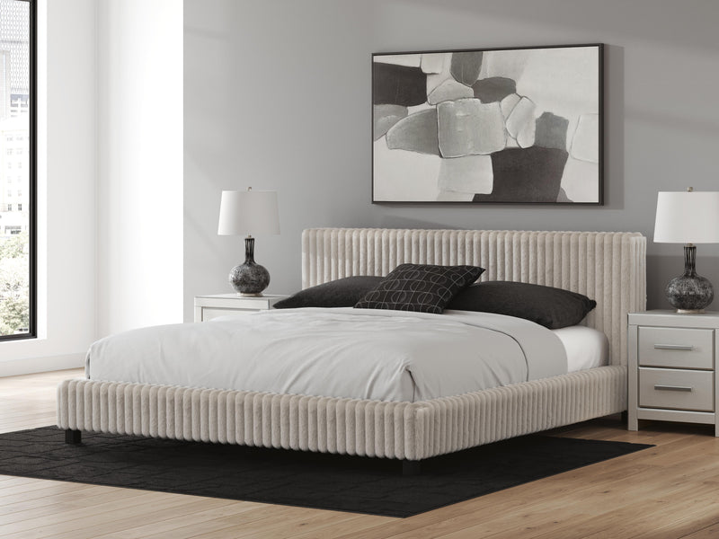 Zuraleus California King Upholstered Bed, Dresser and Chest in White - PKG022856