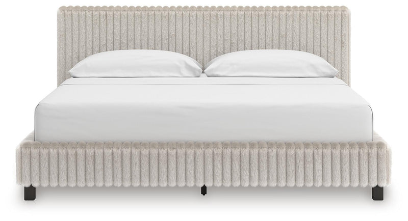 Zuraleus California King Upholstered Bed, Dresser and Mirror in White - PKG022855
