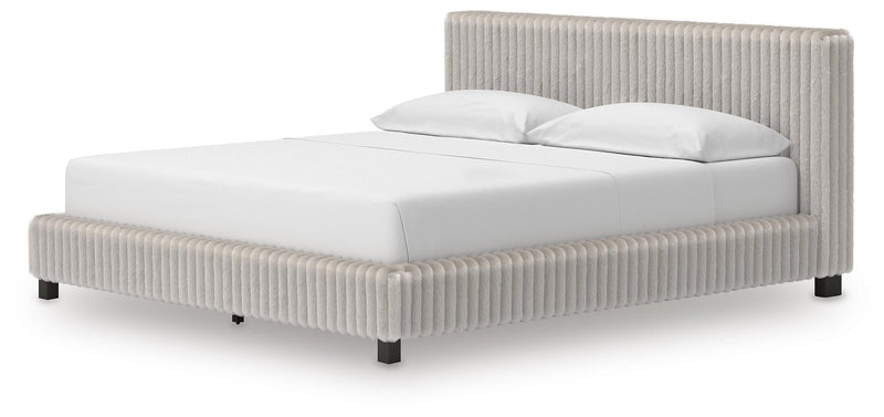 Zuraleus California King Upholstered Bed, Dresser, Mirror and Chest in White - PKG022859