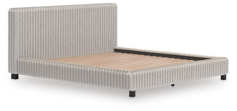Zuraleus California King Upholstered Bed, Dresser, Mirror and Nightstand in White - PKG022858