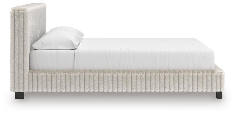 Zuraleus California King Upholstered Bed, Dresser, Mirror and Nightstand in White - PKG022858