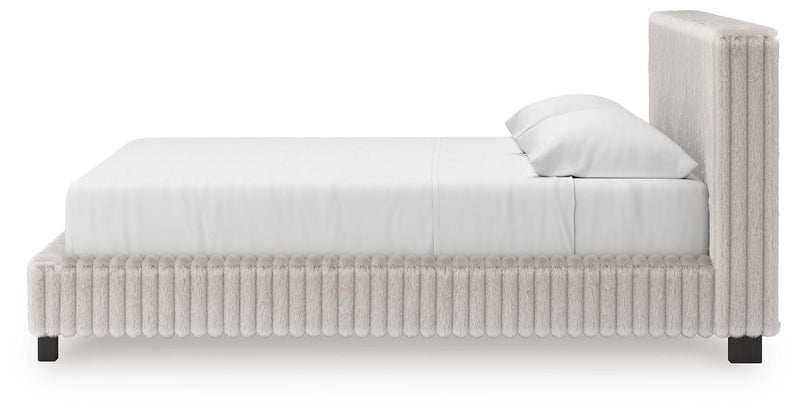Zuraleus King Upholstered Bed, Dresser, Mirror and Chest in White - PKG022851