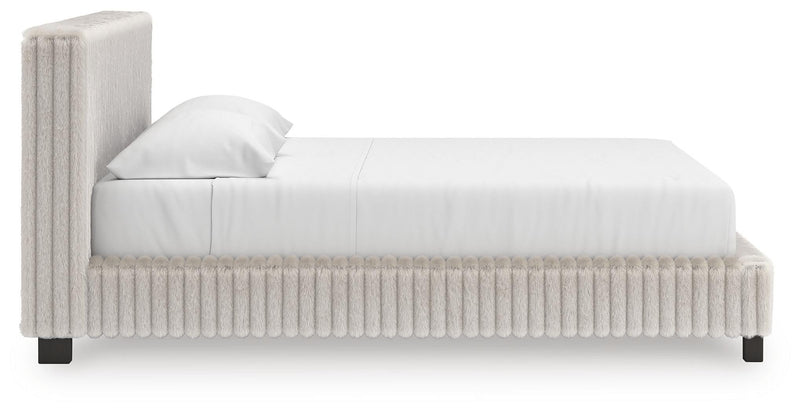 Zuraleus King Upholstered Bed, Dresser, Mirror and Nightstand in White - PKG022850