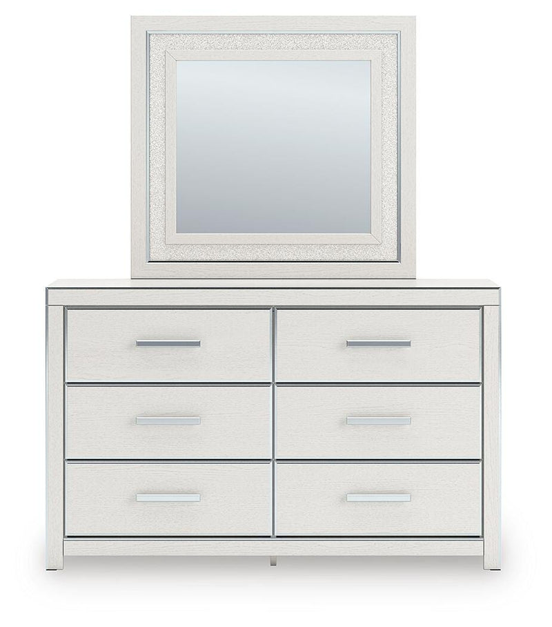 Zuraleus King Upholstered Bed, Dresser, Mirror, Chest and Nightstand in White - PKG022852