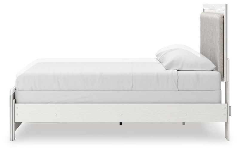 Zuraleus King Upholstered Panel Bed and Dresser in White - PKG022837