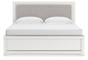 Zuraleus King Upholstered Panel Bed, Chest and  Nightstand in White - PKG022833