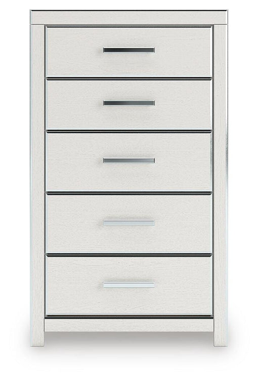 Zuraleus King Upholstered Panel Bed, Chest and  Nightstand in White - PKG022833