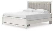 Zuraleus King Upholstered Panel Bed, Dresser and Nightstand in White - PKG022838