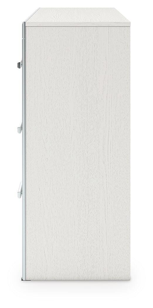 Zuraleus King Upholstered Panel Bed, Dresser and Nightstand in White - PKG022838