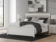 Zuraleus King Upholstered Panel Bed, Dresser, Mirror and Chest in White - PKG022835