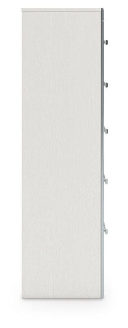 Zuraleus King Upholstered Panel Bed, Dresser, Mirror, Chest and Nightstand in White - PKG022836