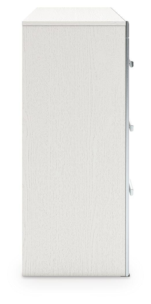 Zuraleus King Upholstered Panel Platform Bed and Dresser in White - PKG022821