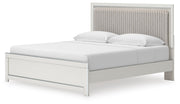 Zuraleus King Upholstered Panel Platform Bed, Chest and  Nightstand in White - PKG022817