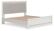 Zuraleus King Upholstered Panel Platform Bed, Dresser and Mirror in White - PKG022815