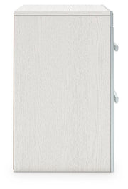 Zuraleus King Upholstered Panel Platform Bed, Dresser, Mirror and Nightstand in White - PKG022818