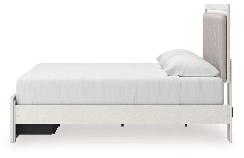 Zuraleus King Upholstered Panel Platform Storage Bed, Chest and  Nightstand in White - PKG022825