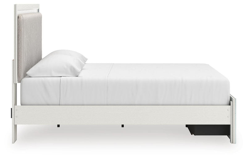 Zuraleus King Upholstered Panel Platform Storage Bed, Dresser and Chest in White - PKG022824