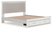 Zuraleus King Upholstered Panel Platform Storage Bed, Dresser and Chest in White - PKG022824