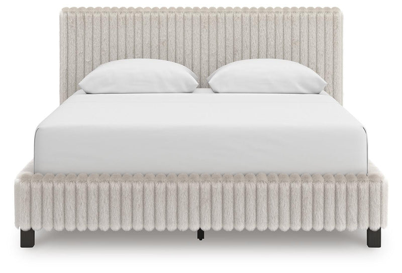Zuraleus Queen Upholstered Bed and Dresser in White - PKG022845