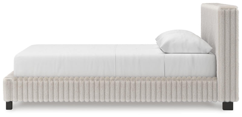 Zuraleus Queen Upholstered Bed, Chest and  Nightstand in White - PKG022841