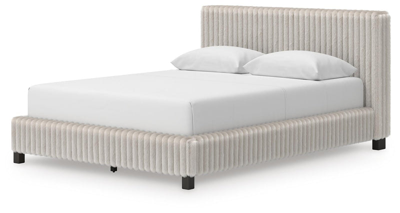 Zuraleus Queen Upholstered Bed, Dresser and Chest in White - PKG022840